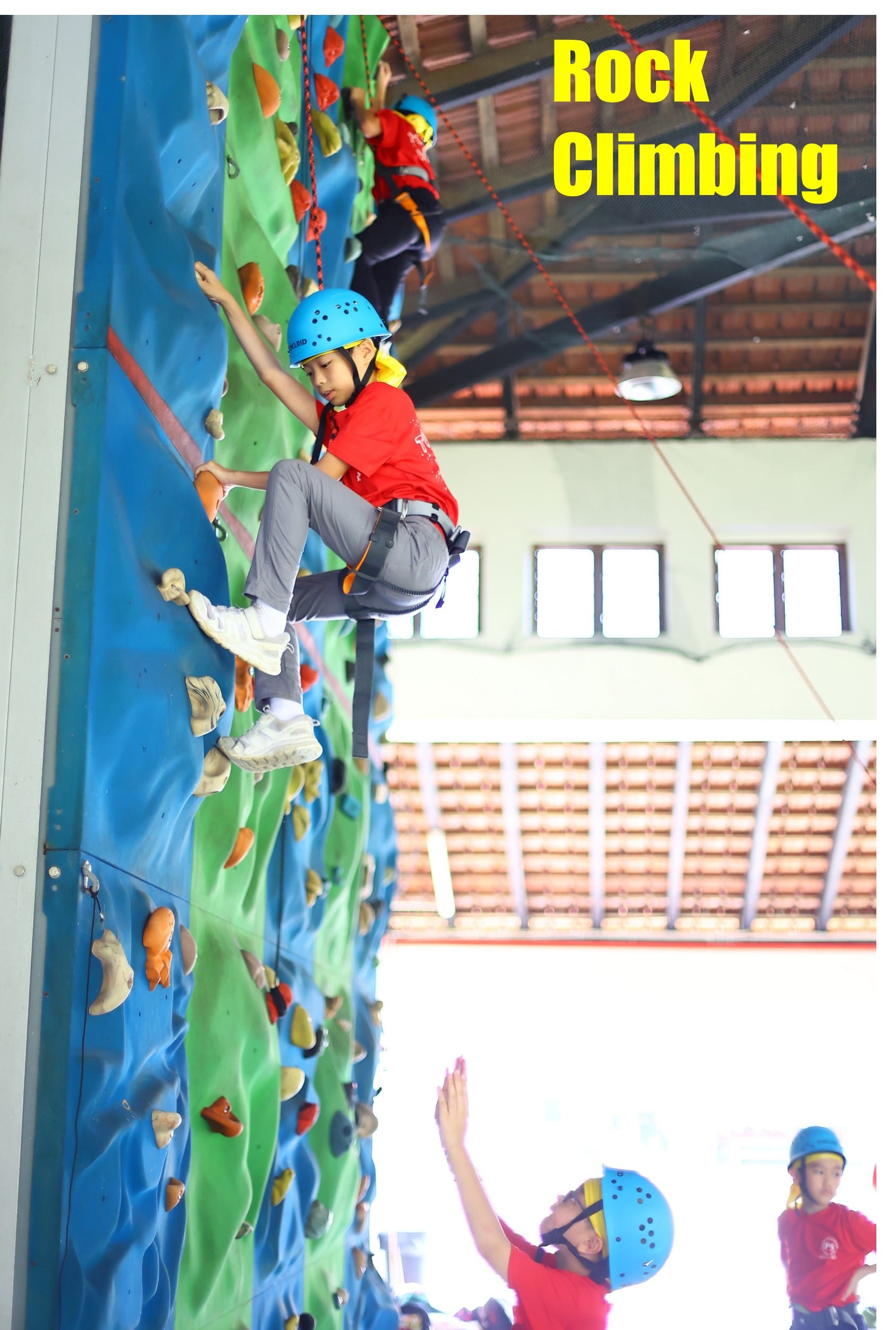 Rock climbing by one P5 student